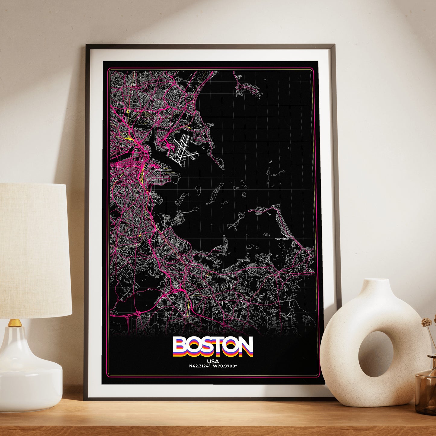 Boston Retro Map Poster