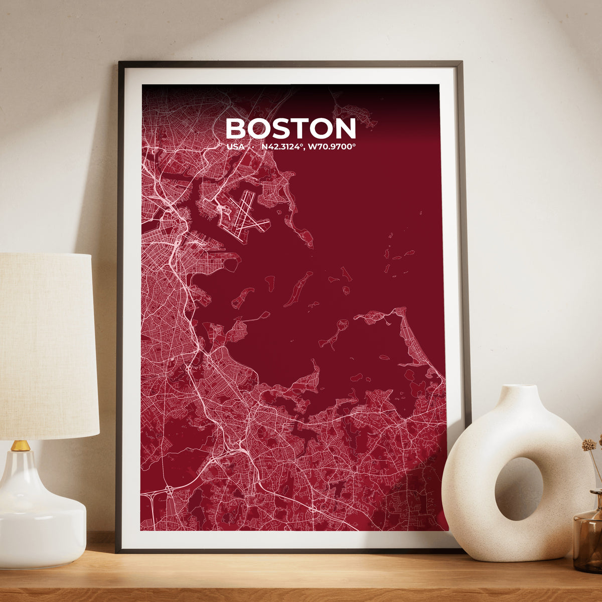 Boston Garnet Map Poster
