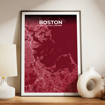 Boston Garnet Map Poster