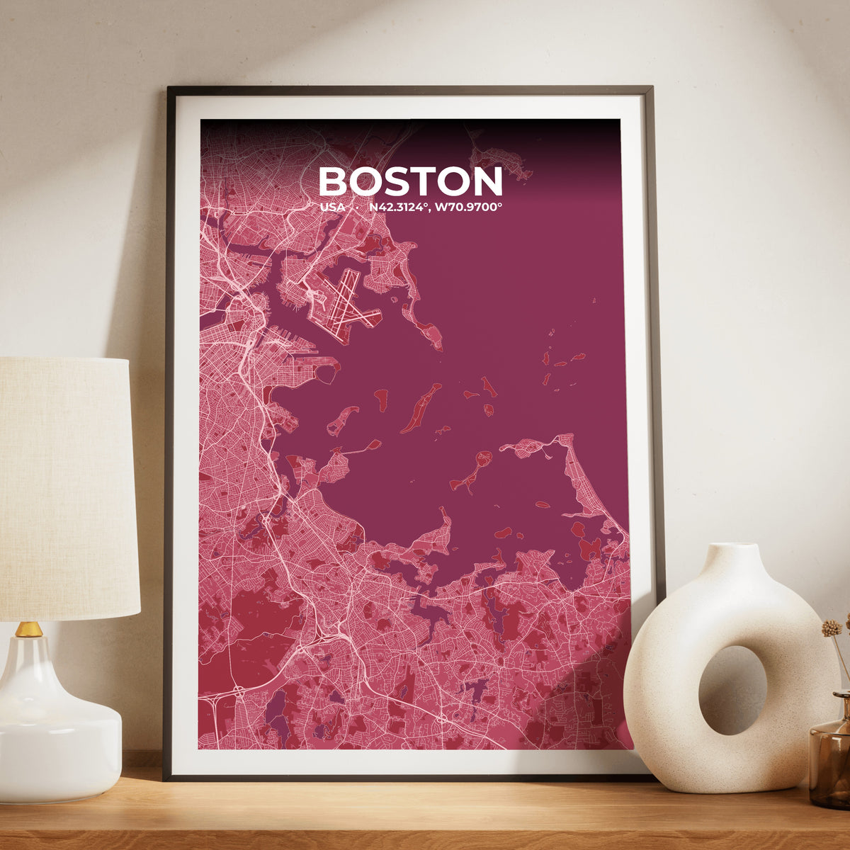Boston Scarlet Map Poster