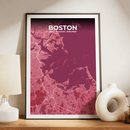Boston Scarlet Map Poster