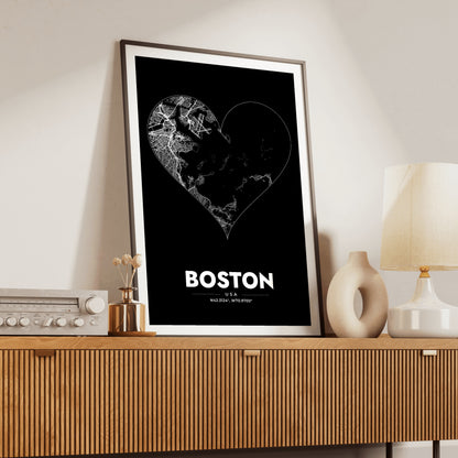 Boston Heart Map Poster