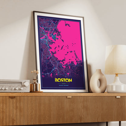 Boston Cyberpunk Map Poster