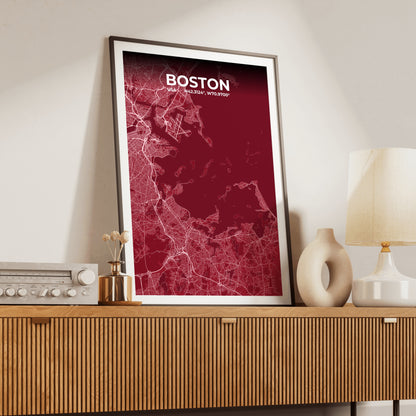 Boston Garnet Map Poster
