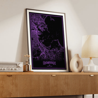 Boston Phosphor Map Poster - EGA Violet
