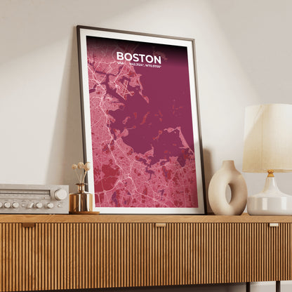 Boston Scarlet Map Poster