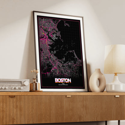 Boston Retro Map Poster