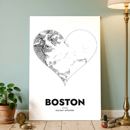 Boston Heart Map Poster
