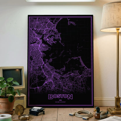 Boston Phosphor Map Poster - EGA Violet