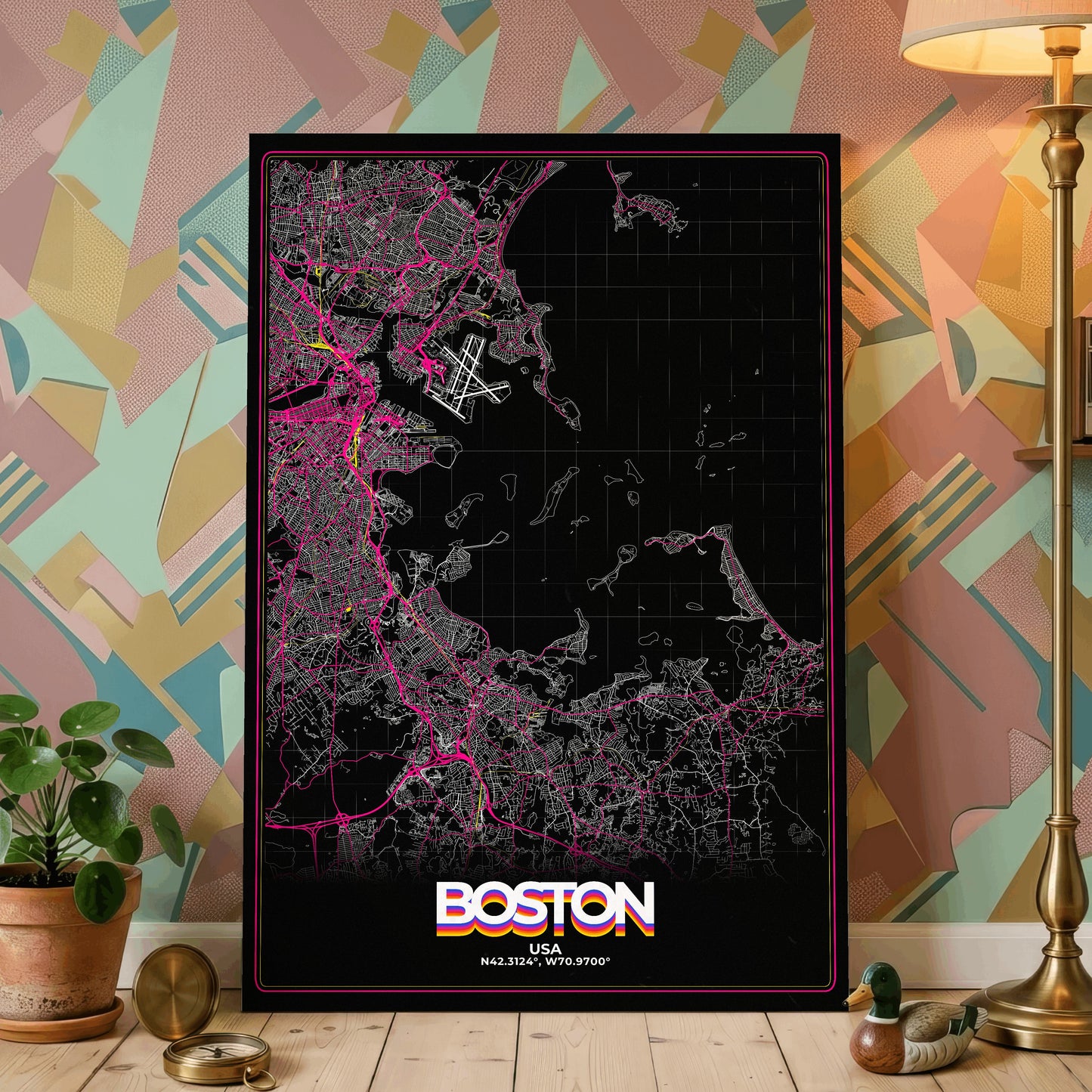 Boston Retro Map Poster