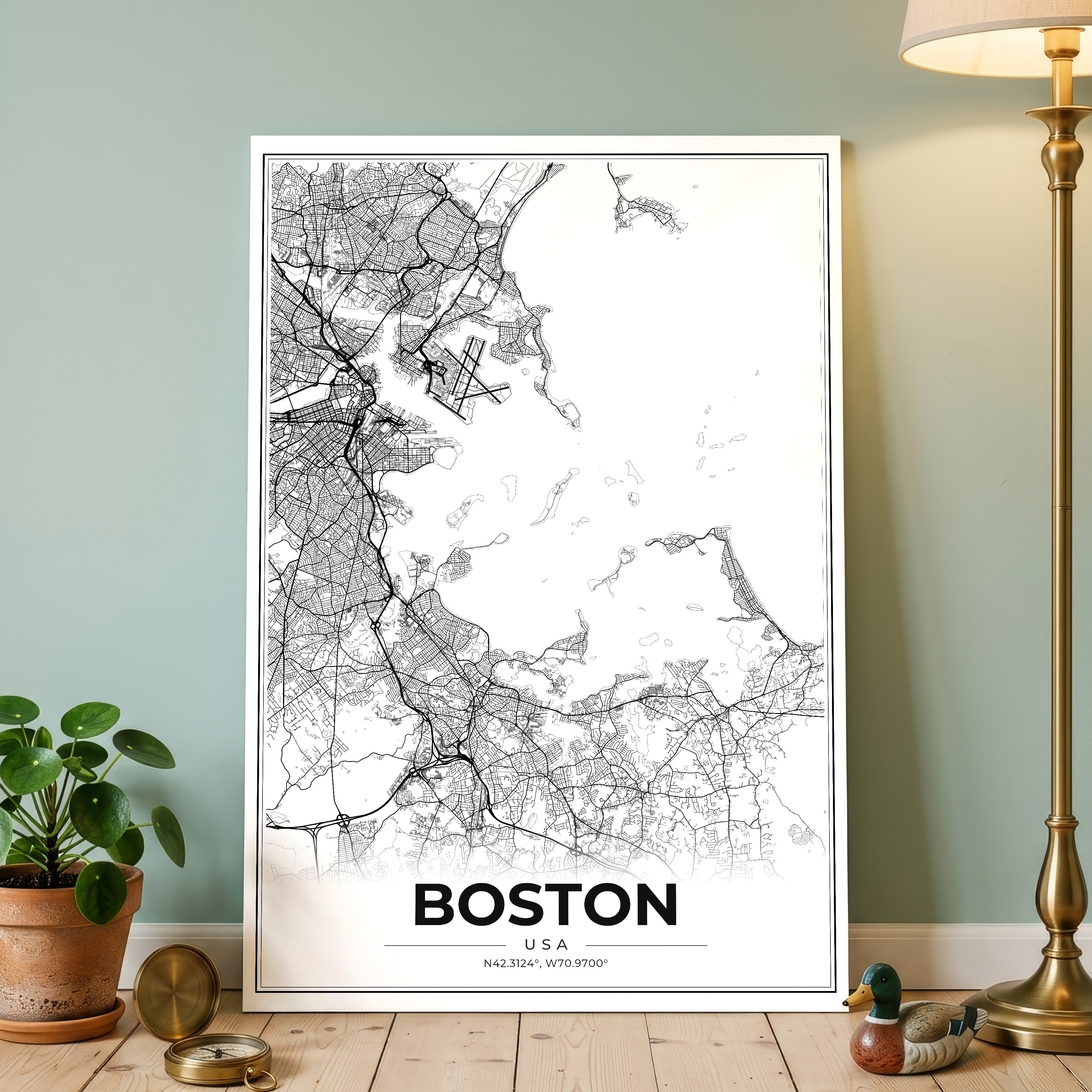 Boston Modern Map Poster | Duck & Compass