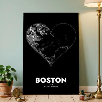 Boston Heart Map Poster