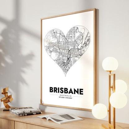 Brisbane Heart Map Poster