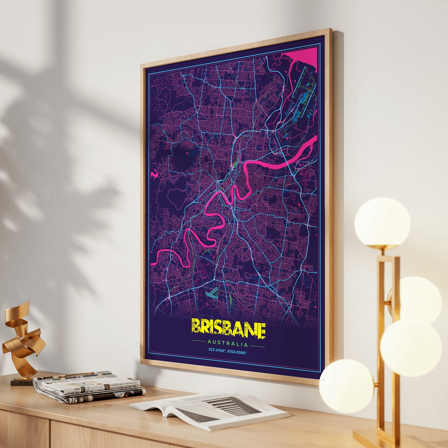 Brisbane Cyberpunk Map Poster