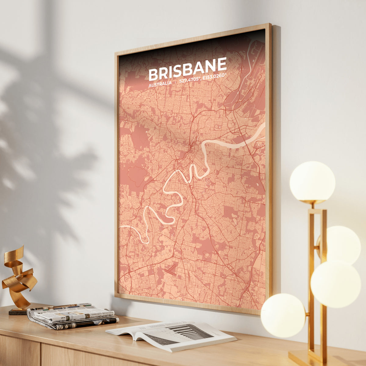 Brisbane Blush Map Poster