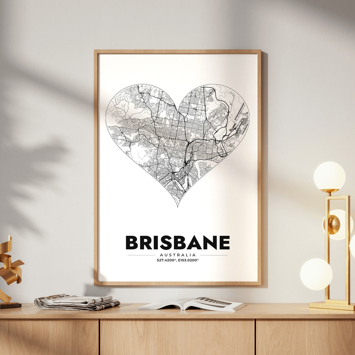 Brisbane Heart Map Poster