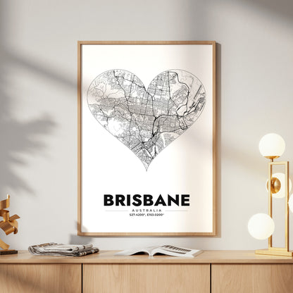 Brisbane Heart Map Poster