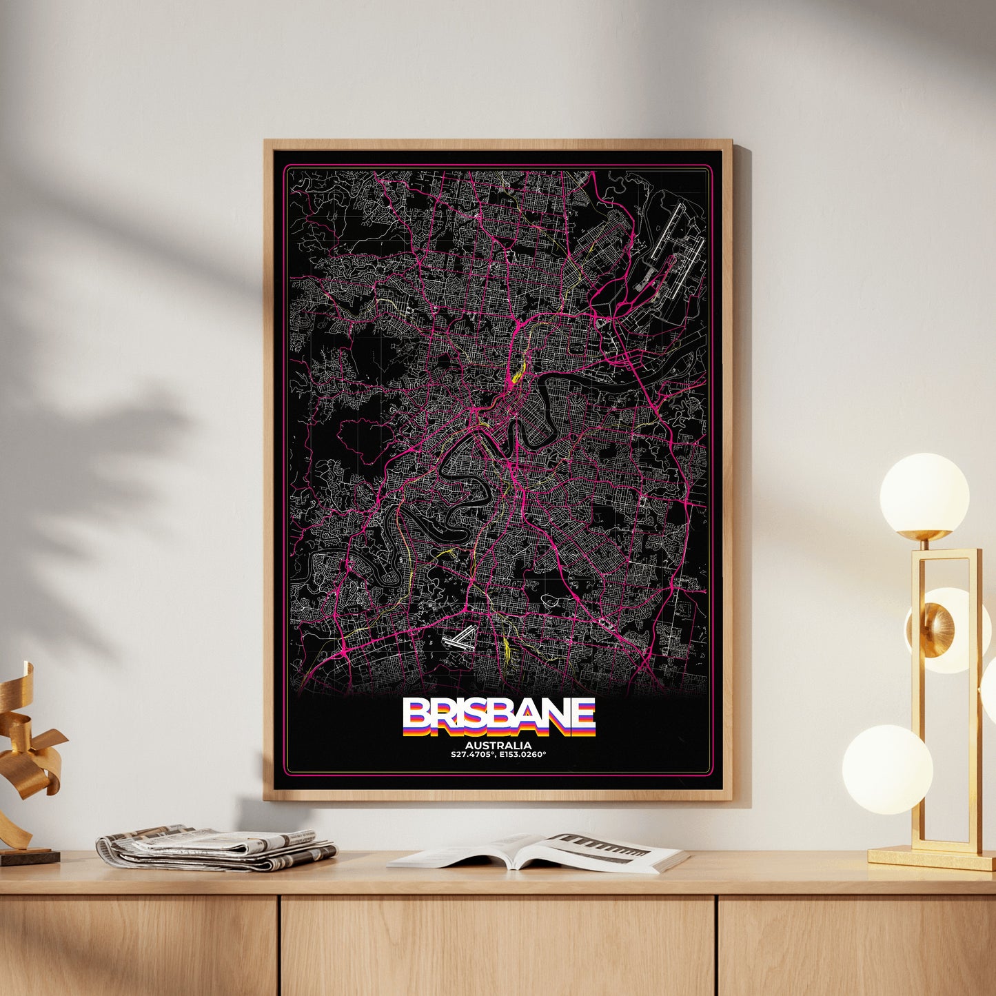 Brisbane Retro Map Poster