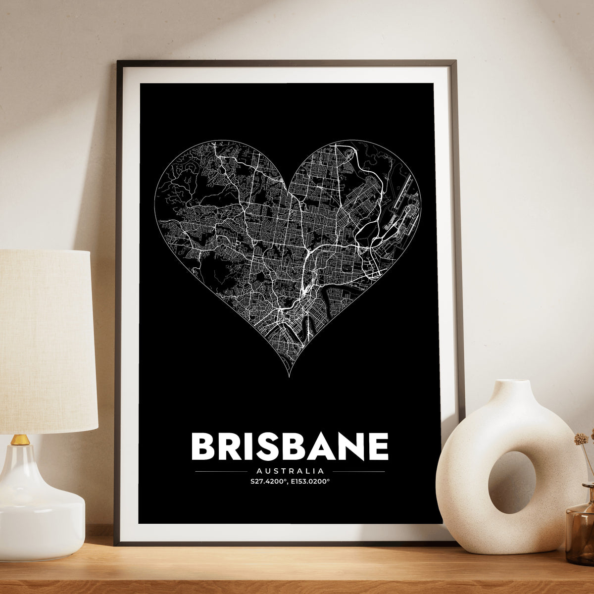 Brisbane Heart Map Poster