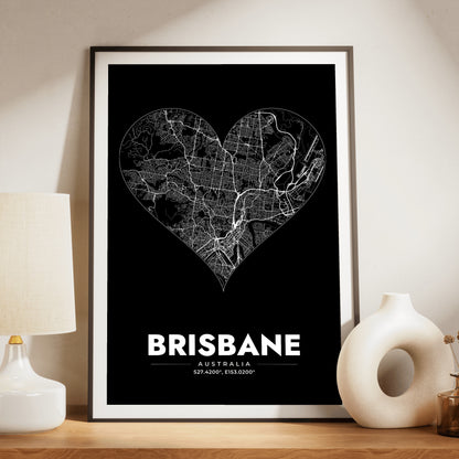 Brisbane Heart Map Poster