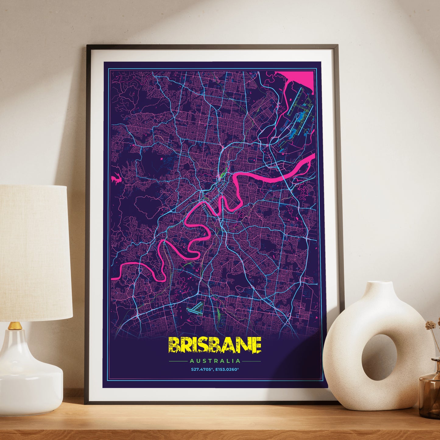 Brisbane Cyberpunk Map Poster
