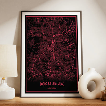 Brisbane Phosphor Map Poster - System Alert