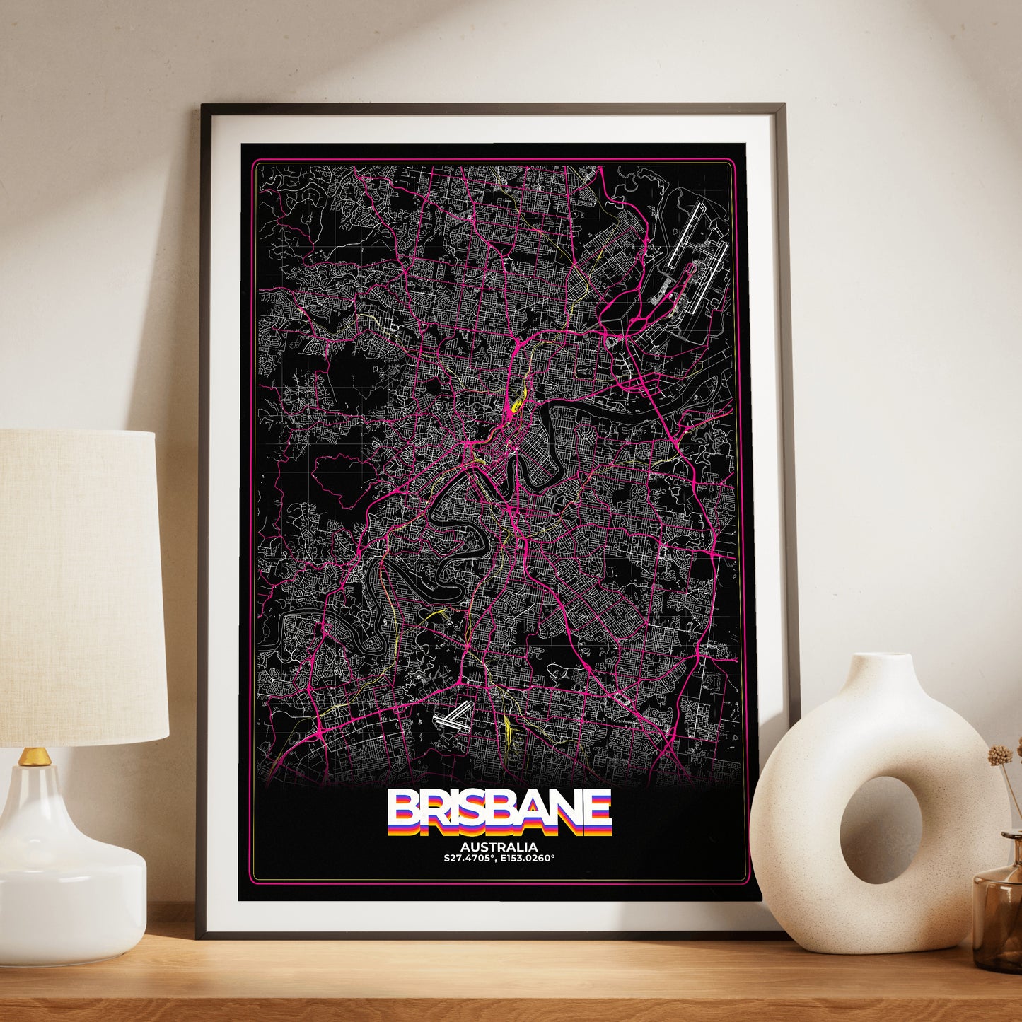 Brisbane Retro Map Poster