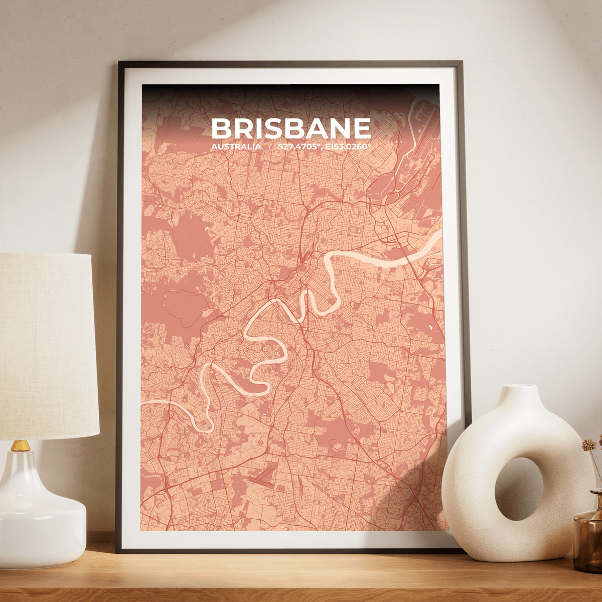 Brisbane Blush Map Poster