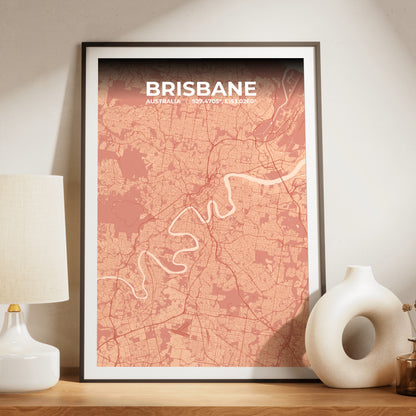 Brisbane Blush Map Poster