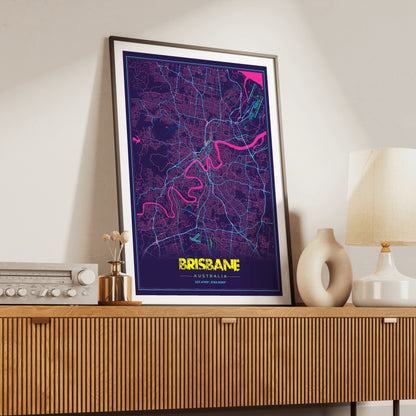 Brisbane Cyberpunk Map Poster