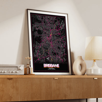 Brisbane Retro Map Poster