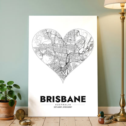 Brisbane Heart Map Poster