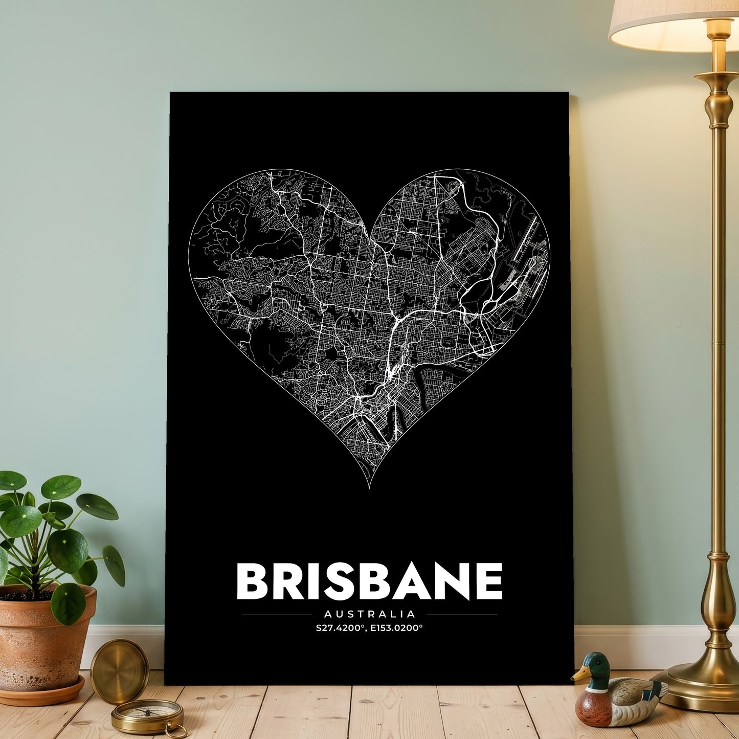 Brisbane Heart Map Poster
