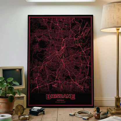 Brisbane Phosphor Map Poster - System Alert