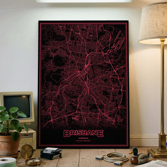 Brisbane Phosphor Map Poster - System Alert