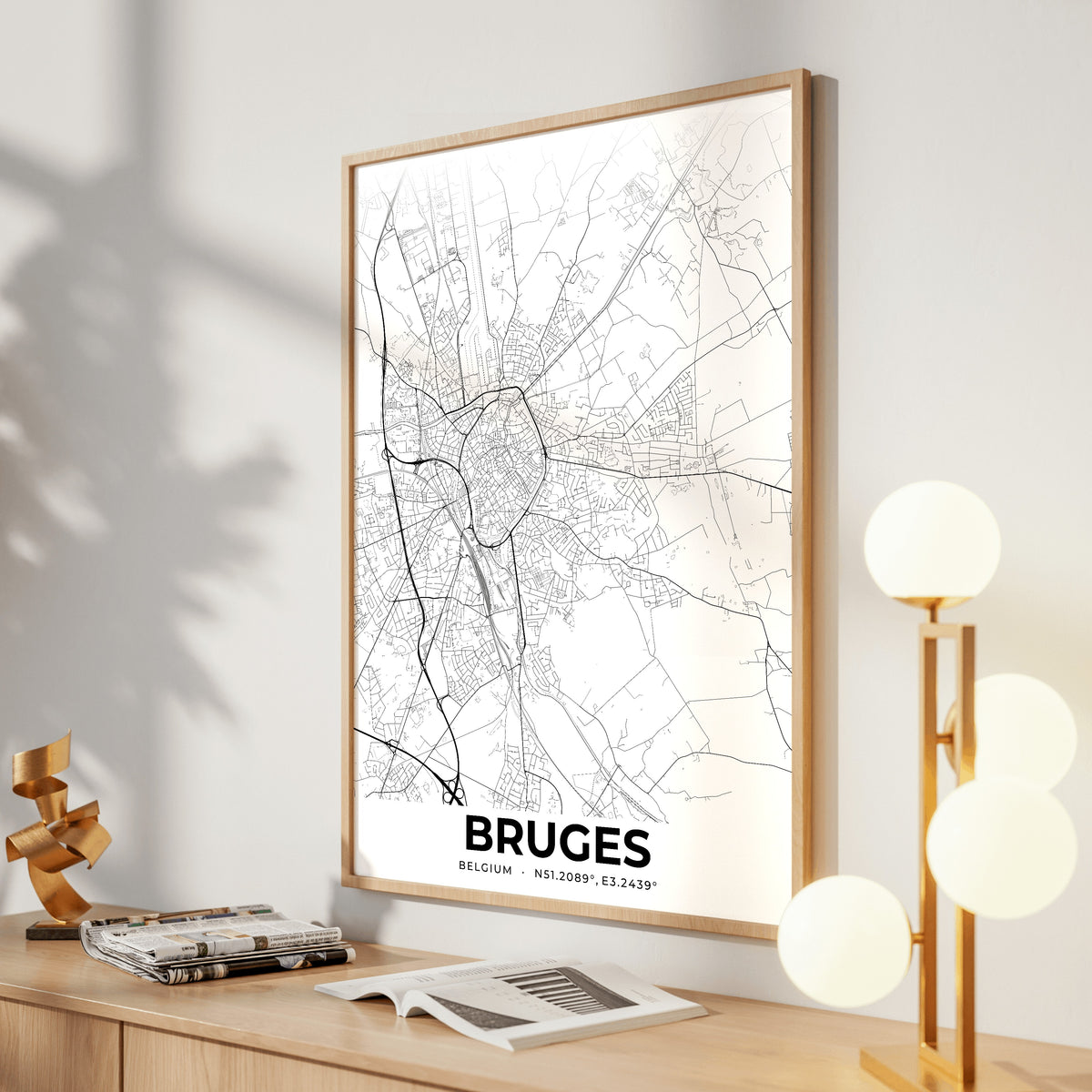 Bruges Elegant Map Poster