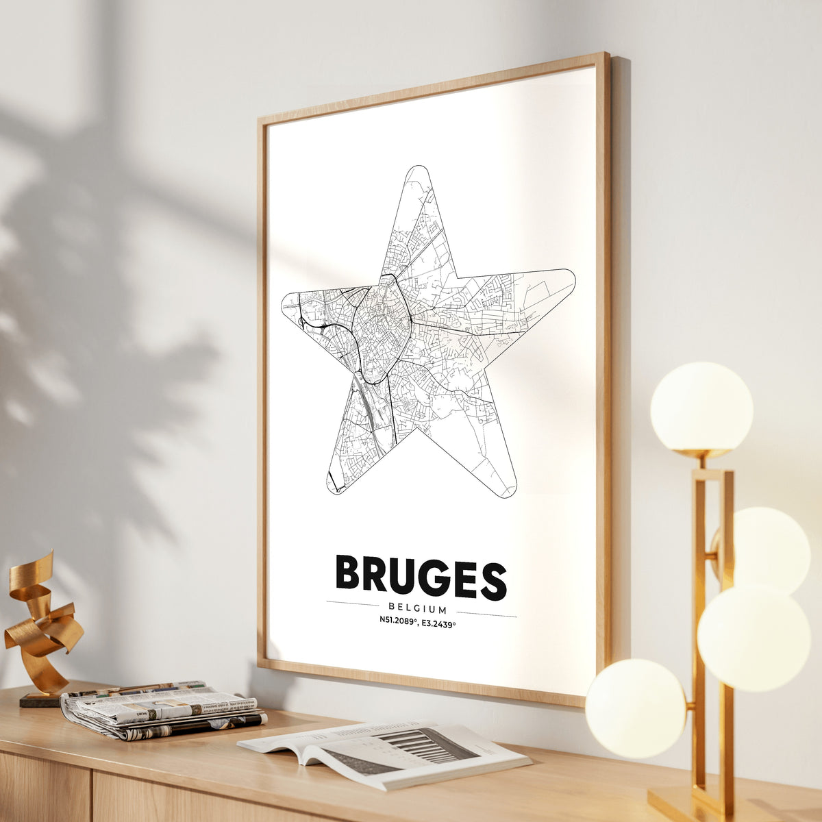 Bruges Star Map Poster