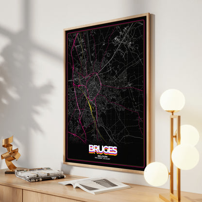 Bruges Retro Map Poster