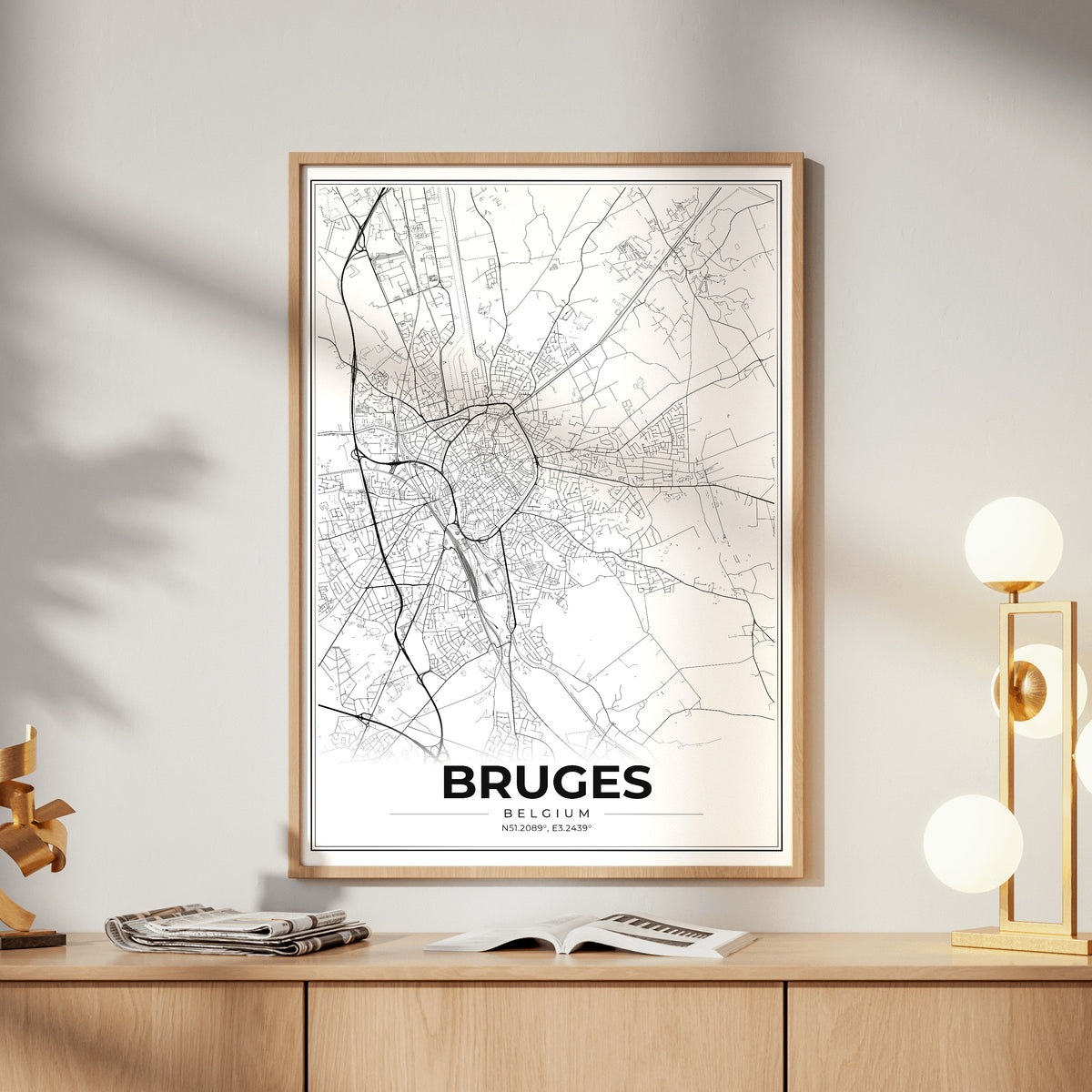 Bruges Modern Map Poster