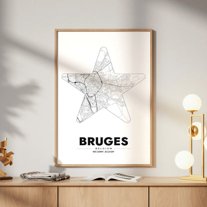 Bruges Star Map Poster