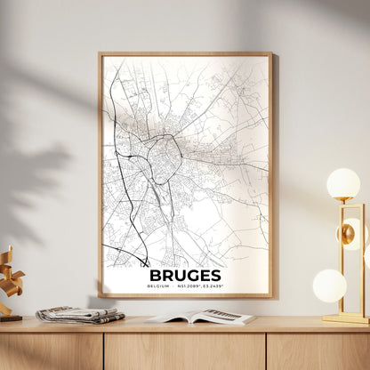 Bruges Elegant Map Poster