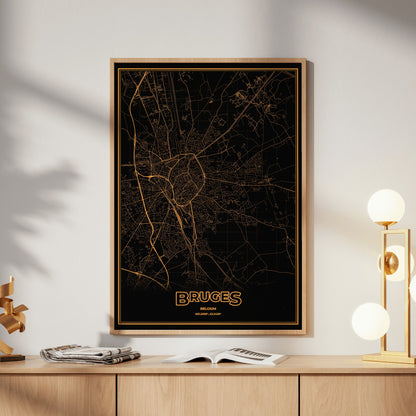 Bruges Phosphor Map Poster - Amber CRT
