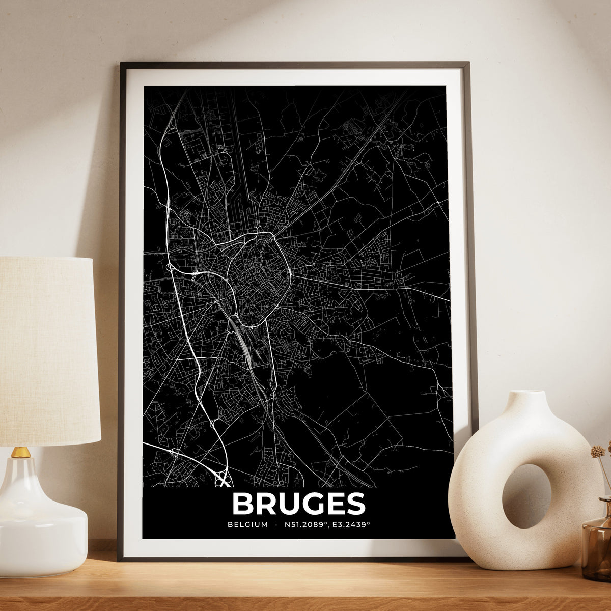 Bruges Elegant Map Poster
