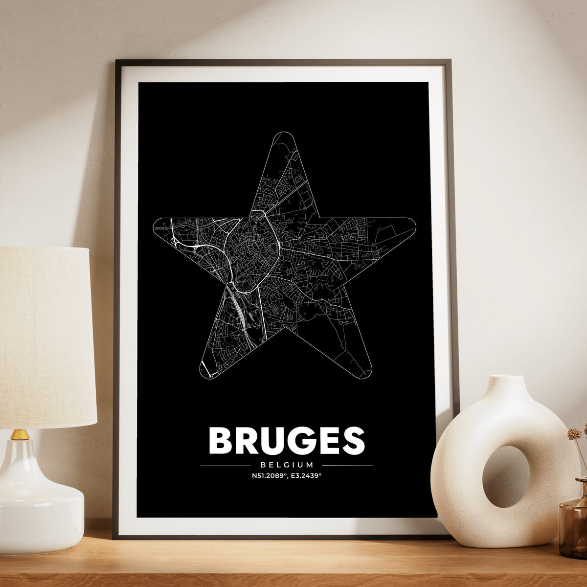 Bruges Star Map Poster