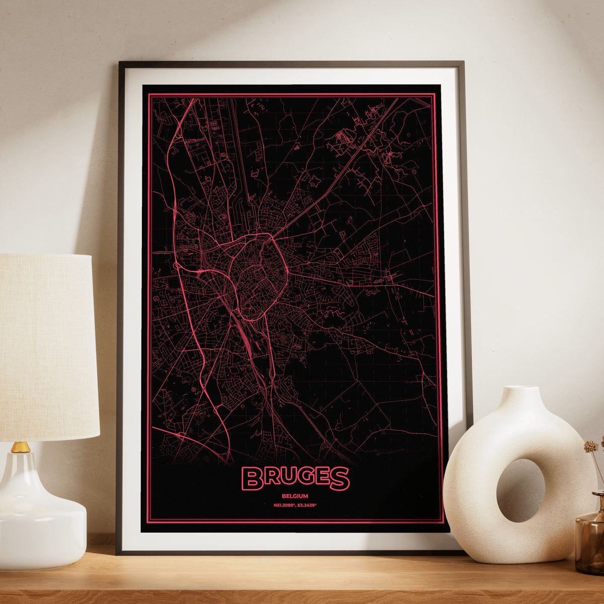 Bruges Phosphor Map Poster - System Alert