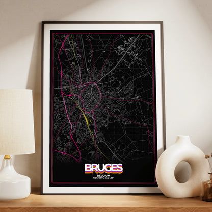Bruges Retro Map Poster
