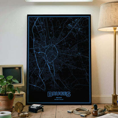 Bruges Phosphor Map Poster - IBM Blue