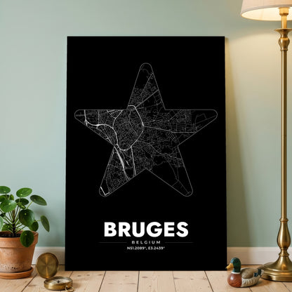Bruges Star Map Poster