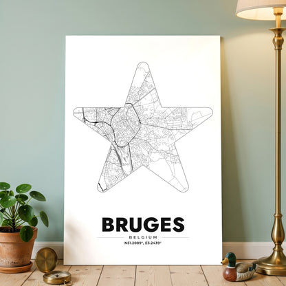 Bruges Star Map Poster