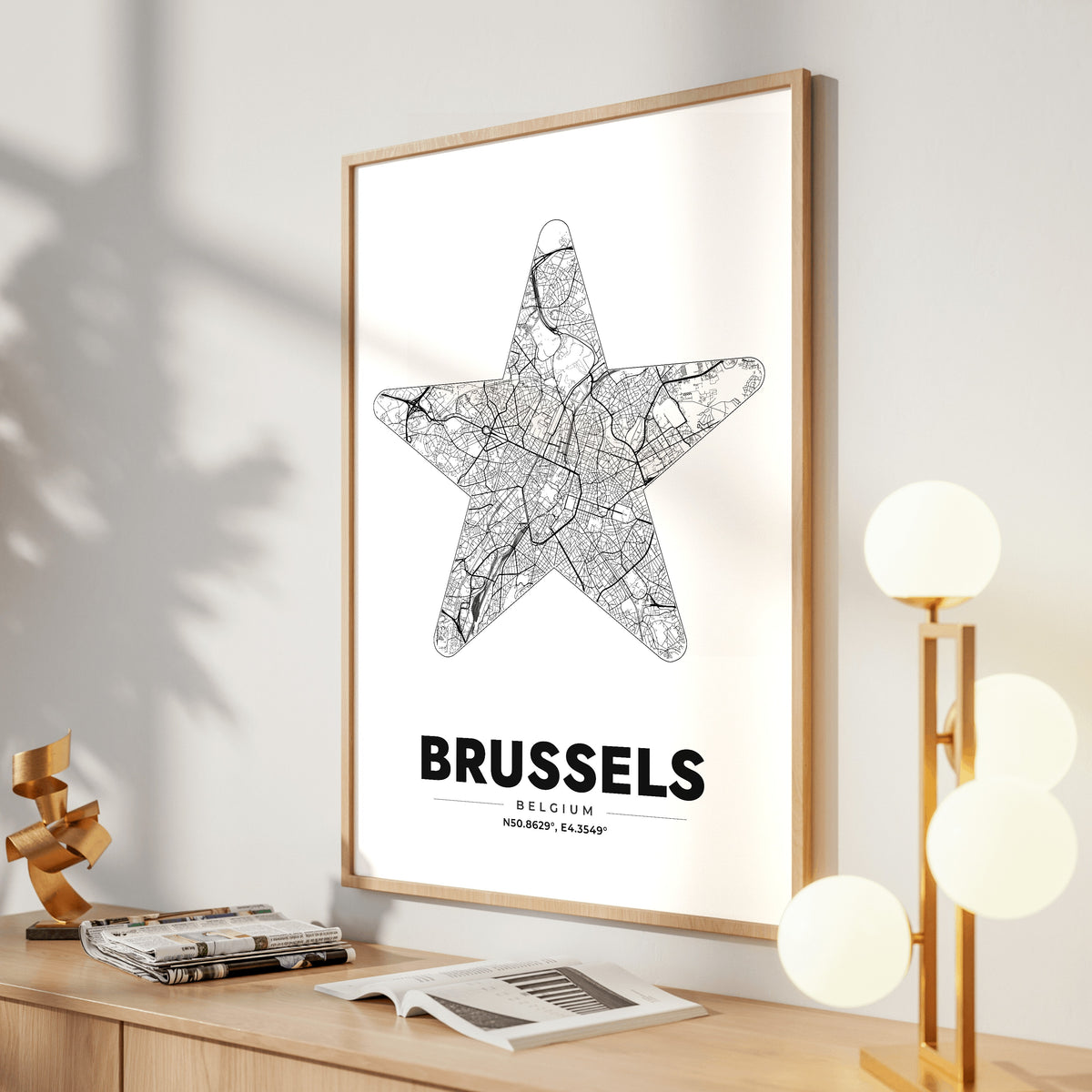 Brussels Star Map Poster
